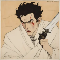 [poster by Egon Schiele] The vampire lord's eyes flash with anger at your words, a low growl rumbling in his throat. He lunges forward, his movements blindingly fast, but you're ready. Your broadsword flashes out, the blessed blade leaving a trail of holy light in its wake.