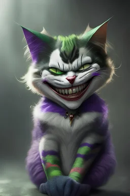 A picture of a cute cat in the form of a joker, a professional, high JPEG image