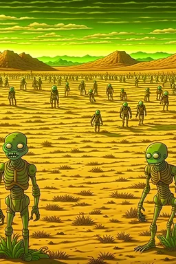 field of dead aliens in the desert anime