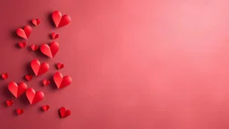 Realistic valentine's day background, red Heart shapes on the left side of the background, valentine and love background concept, copy space