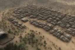 Can you please come up with a design concept for a refugee camp that houses displaces Palestinians that is Meaningful, Not basic, self sufficient and takes into consideration Palestinians culture and religious beliefs in the dessert