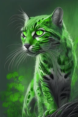 Draw a wild green cat