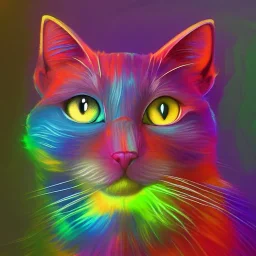 rainbow cat, cinematic lighting, vibrant, fantasy, digital illustration