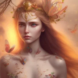 perfect woman, plant metal, feathers, long hair, butterflies, branches, plants, flower background, face paint, intricate, oil on canvas, masterpiece, expert, insanely detailed, 4k resolution, cinematic smooth, intricate detail, soft smooth lighting, snow