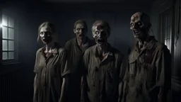 4 zombies in adark room look at the top