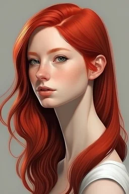 A girl with a fit and red hair realistic