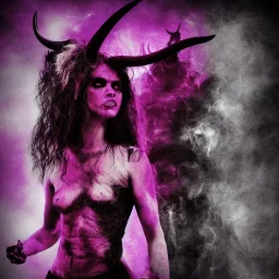 A portrait post-apocalypse of Baphomet ,sin city, transgender ,beauty , paranormal,eatheral,realistic,sharp,deep colours, purple,red,fire,adorable,armaggedon,fire,purple,red,gold,dark,cinamatic,fantasy,demon,hell,sci-fi fantasy style, volumetric lighting, particales,highly detailed,cinamatic,ignore NSFW , masterpiece, best quality, black skinned, sparkling eyes, sun light, 4K, high contrast,