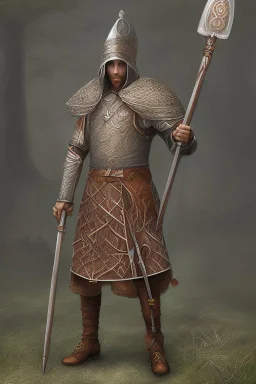 celtic spear warrior with cloak