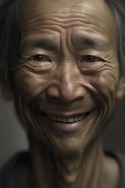 photo realism. une figure humain avec un petit sourire.