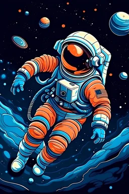 astronaut floating in space illustration