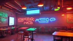 hackercafe with neon lights