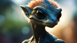 Strange, innovative, beautiful, unknown furry humanoid alien reptile, futuristic, ingenious, exquisite body, striking skin, happy, intelligent, calm, thoughtful, friendly, rapport, confident, attractive, extreme characteristics, beautiful volumetric lighting, attractive composition, photorealistic, bokeh blur, extremely detailed, chiaroscuro
