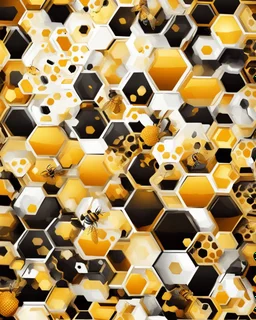 hive bee and honeycomb, abstract illustration