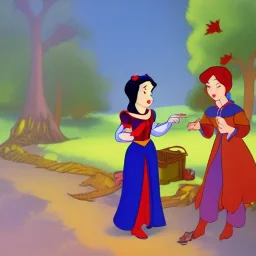 Snow White meets a witch selling poisoned apples