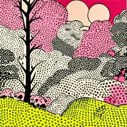 A pink woolly wonderland painted by Roy Lichtenstein
