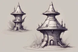 fantasy design concept art, small magical turret sketch