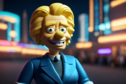 Hillary Clinton a as Apu in homer simpson in the style of tron movies , bokeh like f/0.8, tilt-shift lens 8k, high detail, smooth render, down-light, unreal engine, prize winning