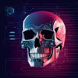 FLAT VECTOR LAYERED IMAGE OF CYBERNETIC SKULL PARTS IN A SCHEMATIC