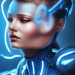 cyberblue, head, woman, portrai, tron