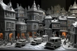 A gray town made out of toys painted by Francis Danby