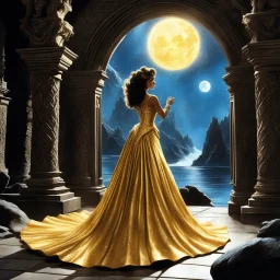 (scene from a movie by Ray Harryhausen) To a realm where light bends and dances like liquid gold, and imagination takes flight! Here, you'll discover digital canvases brought to life, each a window into dimensions where dragons breathe fire and starlight weaves into gowns. Every piece tells a whispered story, a dream captured at the edge of reality and my memory. Step in, and let your own adventures begin.