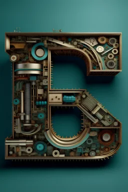 The letter E made out of engineering components