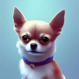 isometric clean art of super cute chihuahua, soft lighting, soft pastel gradients, high definition, 3d icon clay render, blender 3d