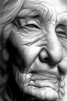 drawing, portrait,Flowers , wrinkles, features, white, lead, charcoal,drawing with pencil