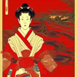  Ukiyo-e style, red sun