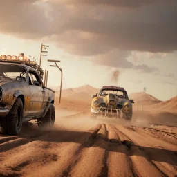 Ultra realistic mad max image, party, people background. Danger sweet woman, waist up view. Steampunk style, epic, yellow smoke fog, hottest, highly detailed, concept art, unreal engine 5, god rays, ray tracing, RTX, lumen lighting, ultra detail, volumetric lighting, 3d, finely drawn, high definition, high resolution.