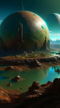 sci fi planet, remnants of a great civilisation