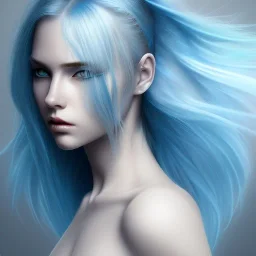 femme,cheveux bleu,barrettes à cheveux,yeux bleus,peau bleau,combinaison spatiale,lumière