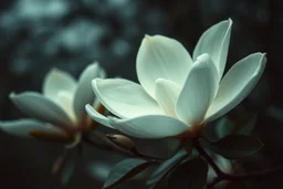 Melancholic, ultra-realistic vintage photograph of a The magnolia, atmosphere of quiet sadness and timeless beauty, cinematic, hyper-detailed, emotional and mesmerizing, bloom, aesthetic photo