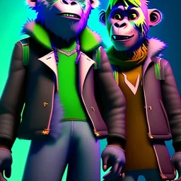 Mystery gorillaz characters, Ambiance dramatique, dramatic lighting, volumetric lighting, concert background, hyperrealisme, 8k, high quality, lot of details, fit within portrait