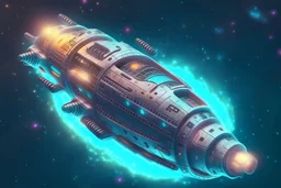 unique design of a small spaceship cruising through the gAlaxy