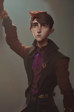 A little brown haired warlock boy conjuring a spirit by Nick Harris