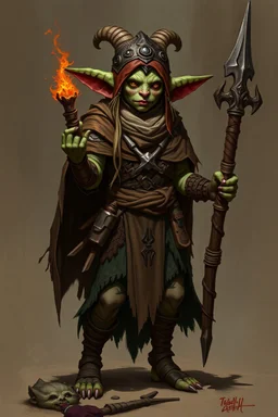 a goblin shaman, humanoid, fantasy, bandit, female