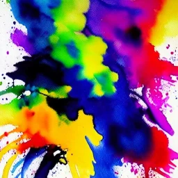 ink blow painting colorful