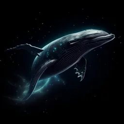 a whale flying in the space with wings