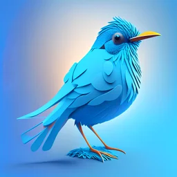 3d colorfull bird with blue and light blue background color