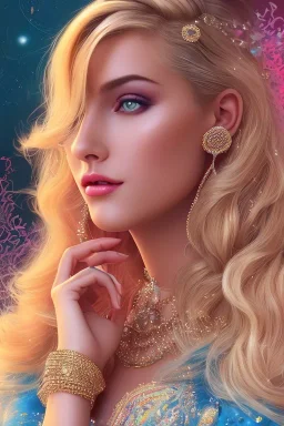 sexy, beautiful,smiling, young blond woman, detailed gorgeous face, vaporwave aesthetic, synthwave, colorful, psychedelic, artstation, concept art, smooth, extremely sharp detail, finely tuned detail, ultra high definition, 8 k, unreal engine 5, ultra sharp focus, illustration, art by artgerm, Kagura Water Lily, ToshiaSan