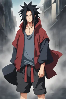 A Young Madara but he is wearing street wear