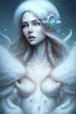 Wintertime Wonderland a Beautiful Hyperrealistic Digital Graphic in the Style of Charlie Bowater Julia Fox Monica Lee and Camilla D'Errico