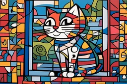 the cat in the window painting by Romero Brito