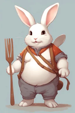 Cute chubby bunny boy floppy ears adventurer dnd cooking art realism