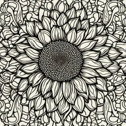 coloring page of sunflower repeated pattern