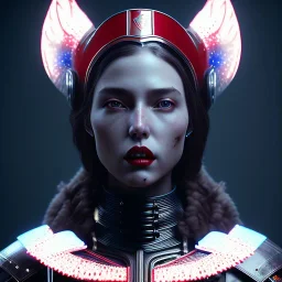 Us woman, rounded face, blood, black, red, blue, silver, samurai helmet, decorative color feathers, retro, bamboo, leather, soft color, highly detailed, art stations, concept art, smooth, unreal engine 5, god rays, ray tracing, RTX, lumen lighting, ultra detail, volumetric lighting, 3d, finely drawn, high definition, high resolution.