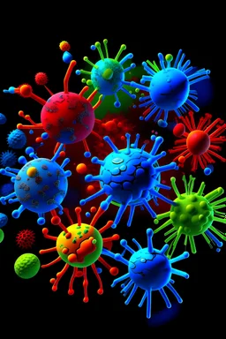 Imagine a vibrant illustration showing antibodies (maybe represented as Y-shaped structures) in various colors, surrounding and "neutralizing" virus particles or antigens. You could depict these antibodies as superheroes with shields or as guardians, with the virus being subdued or encased within a protective barrier formed by the antibodies. The background could have a laboratory or cellular environment to convey the scientific aspect.