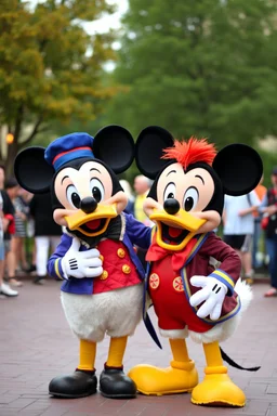Micky mouse and Donald Duck with Orange hair