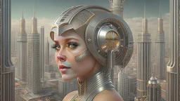 Metropolis like female android with open circuit